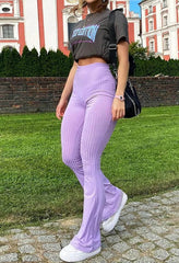 Pure Color Wide Leg Flare Pants Pants