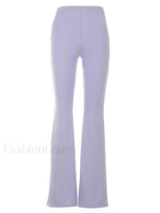 Pure Color Wide Leg Flare Pants Pants