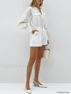 Pure Cotton Pocket Short Jumpsuit Jumpsuits