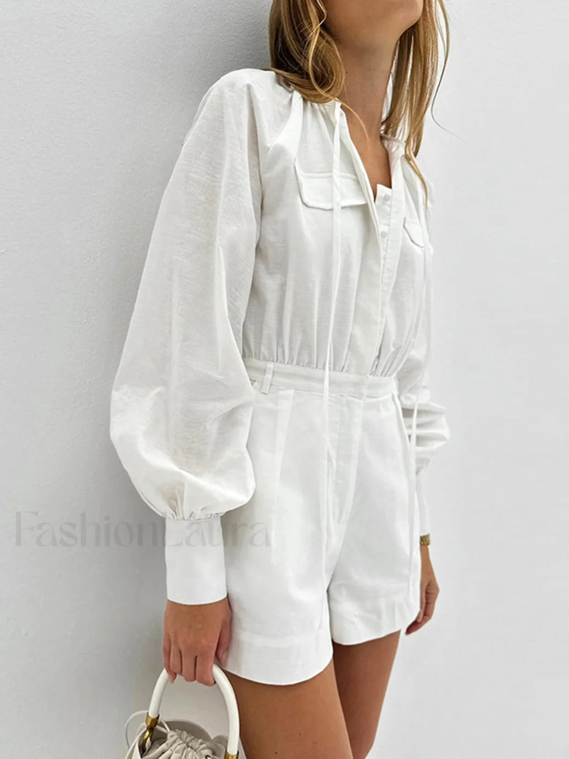 Pure Cotton Pocket Short Jumpsuit Secondary image