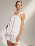 Pure Cotton Ruffle Shorts Set Short Sets