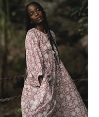 Purple Lantern Sleeve Boho Dress