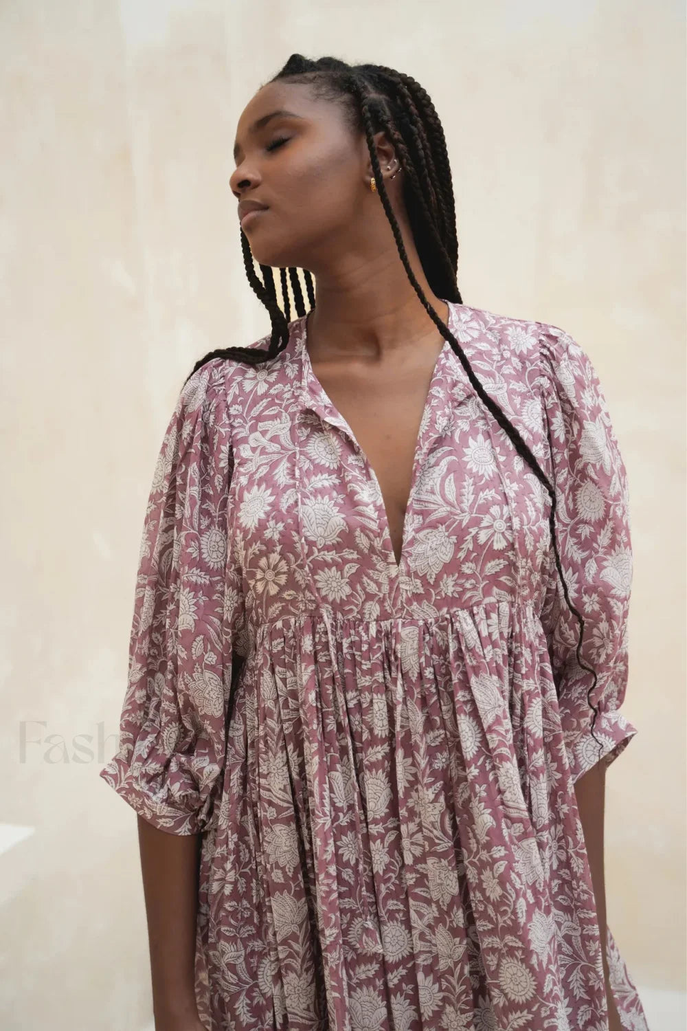 Purple Lantern Sleeve Boho Dress purple / S