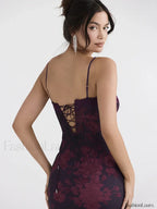Purple Print Ruched Fishtail Maxi Dress