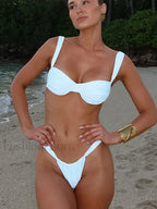 Push Up Solid Color Bikini Set