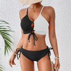 Push Up White Black Bikini Set
