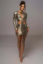 Radiance Metallic Tie Knot Graceful Top + Skirt Set