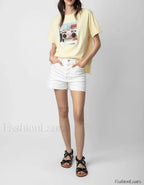 Radio Yellow Rhinestone T Shirt