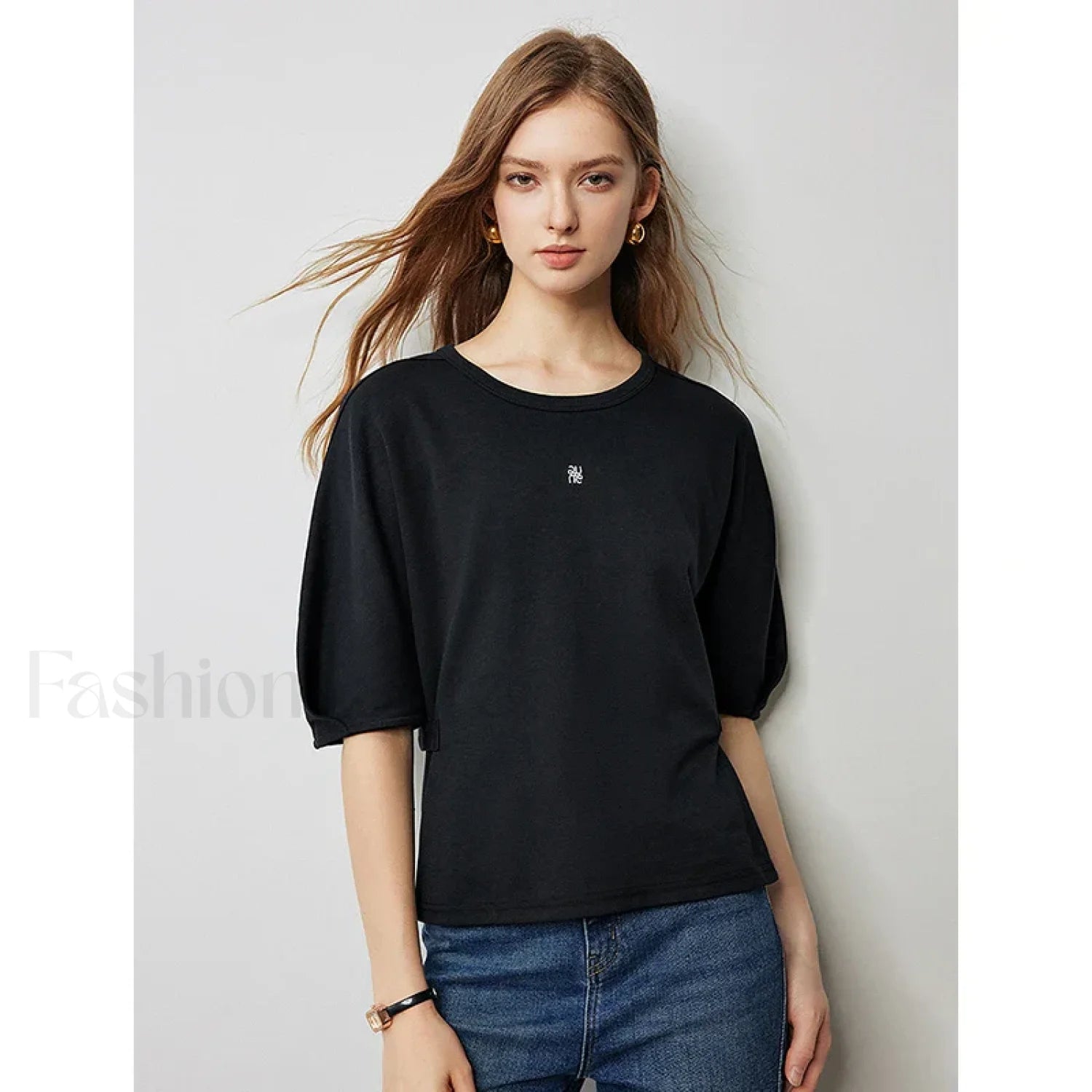 Raglan Half Sleeve Pullover T Shirt Black / S Main image