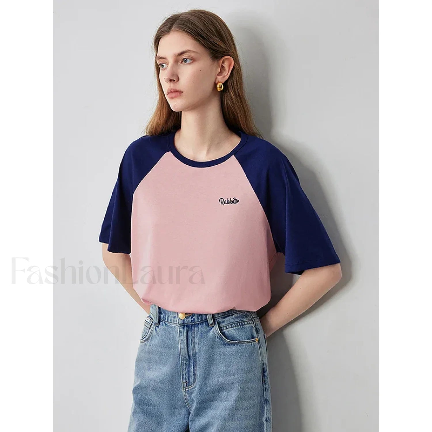 Raglan Sleeve Pure Cotton Casual T-Shirt Secondary image