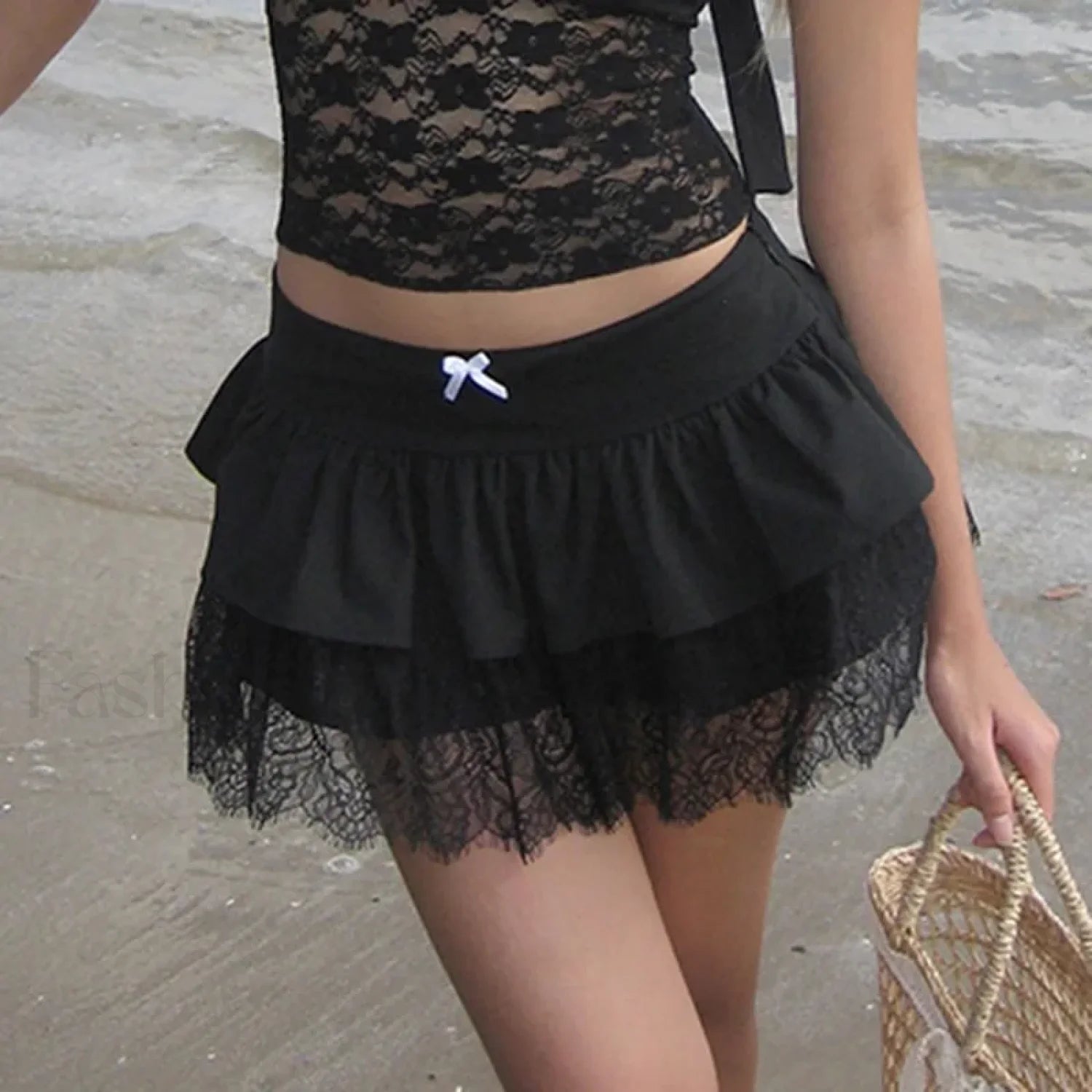 Rave Lace Patchwork Micro Skirt Main image
