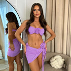 Red Lace Up Push Up Bikini Three Piece Set WD1614Z1 / S