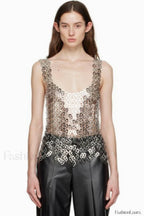 Rein Can Tab Stylish Chainmail Top Free Size / Silver