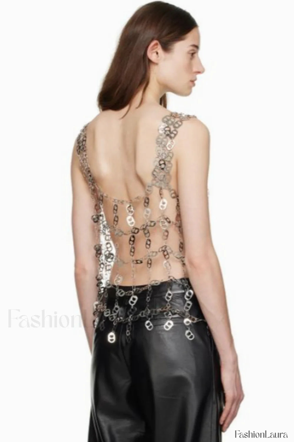 Rein Can Tab Stylish Chainmail Top Free Size / Silver