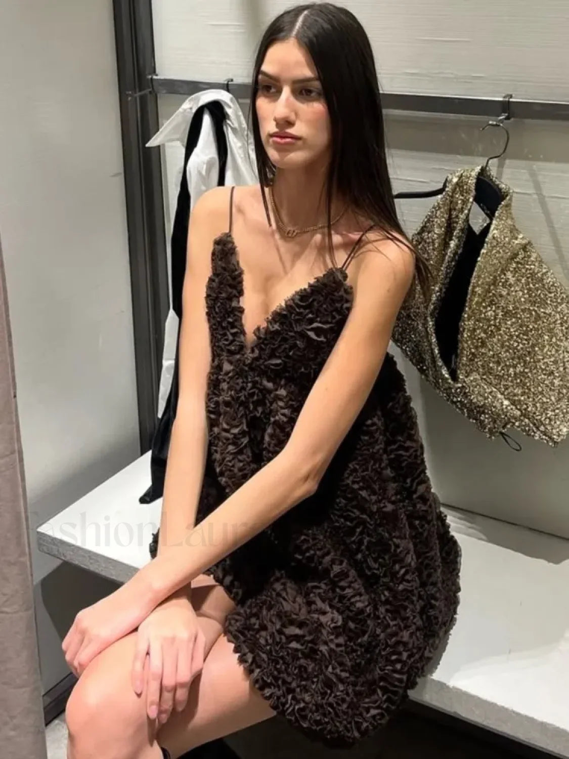 Retro 3D Floral Backless Slip Dress High Waisted Halter Floral Dress Secondary image