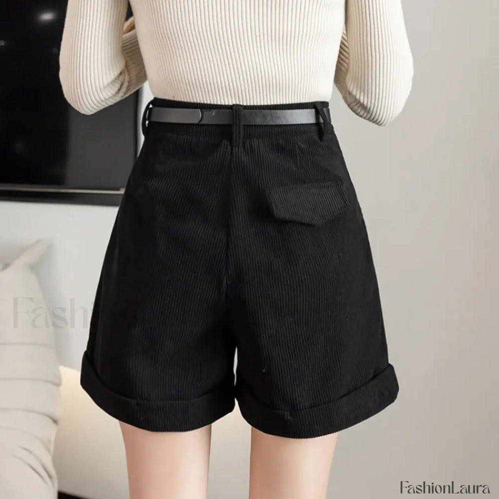 Retro Corduroy Boyfriend Style Female Shorts
