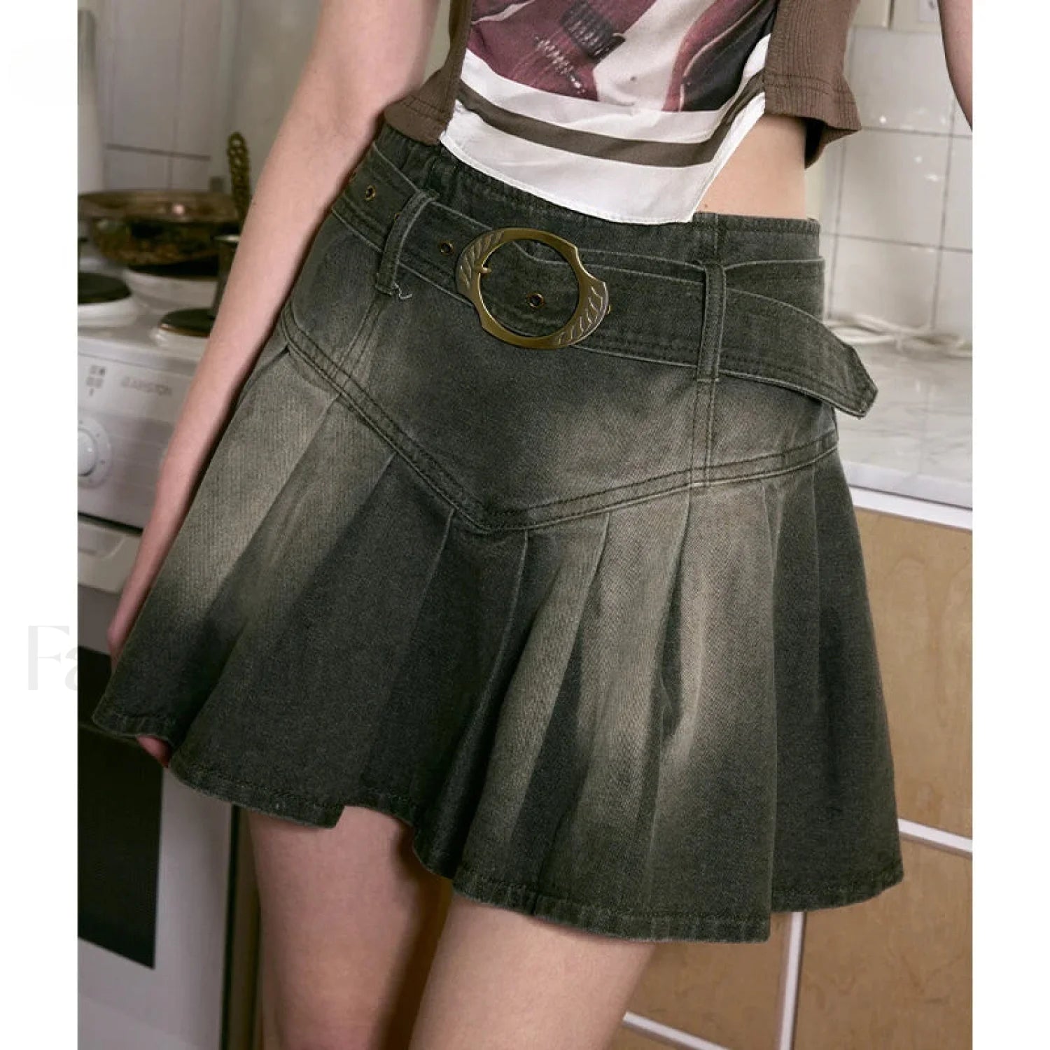 Retro Dyed Comfort Denim Skirt Main image
