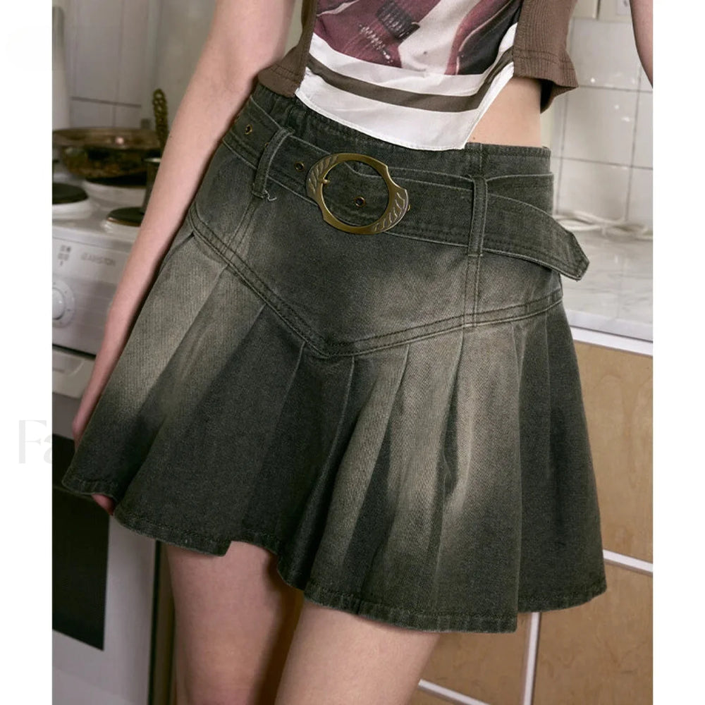 Retro Dyed Comfort Denim Skirt