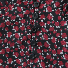 Retro Flower Print Slim Sexy Cropped Blouse