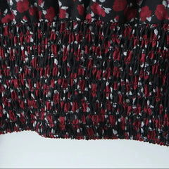 Retro Flower Print Slim Sexy Cropped Blouse