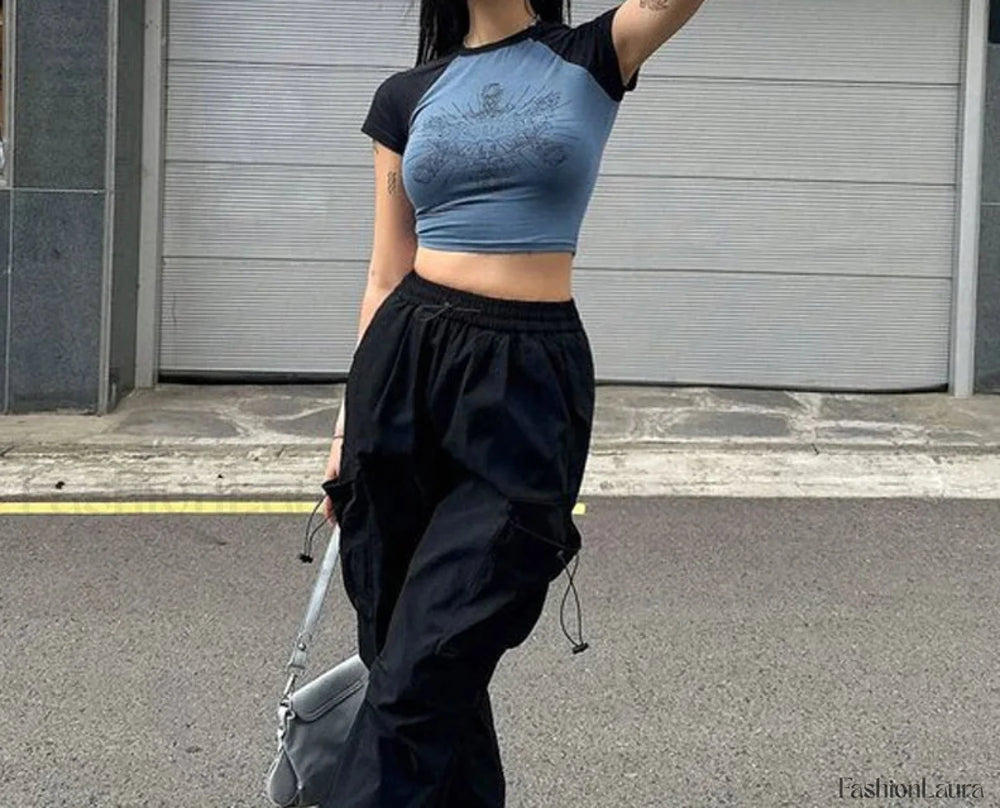 Retro Graphic Print Y2K T Shirt