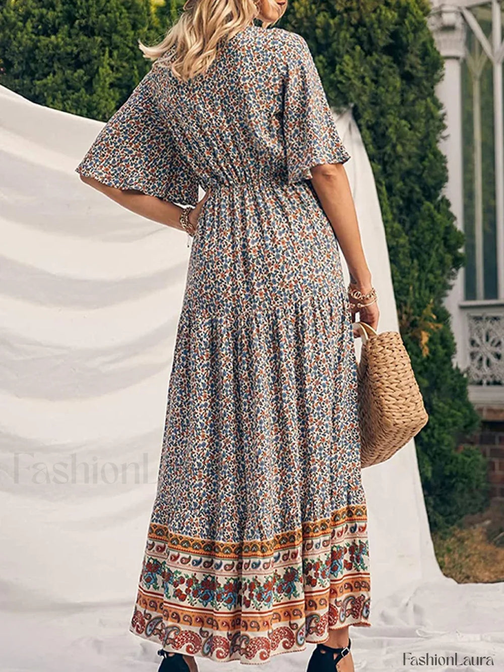 Retro High Waist Boho Dress