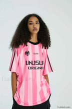 Retro Loose Contrast Letter T Shirt pink / XXS