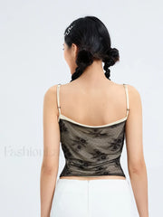 Retro Mesh Patchwork Crop Top