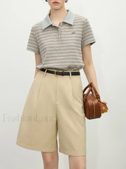 Retro Polo Collar Knitted Elegant T Shirt