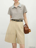 Retro Polo Collar Knitted Elegant T Shirt