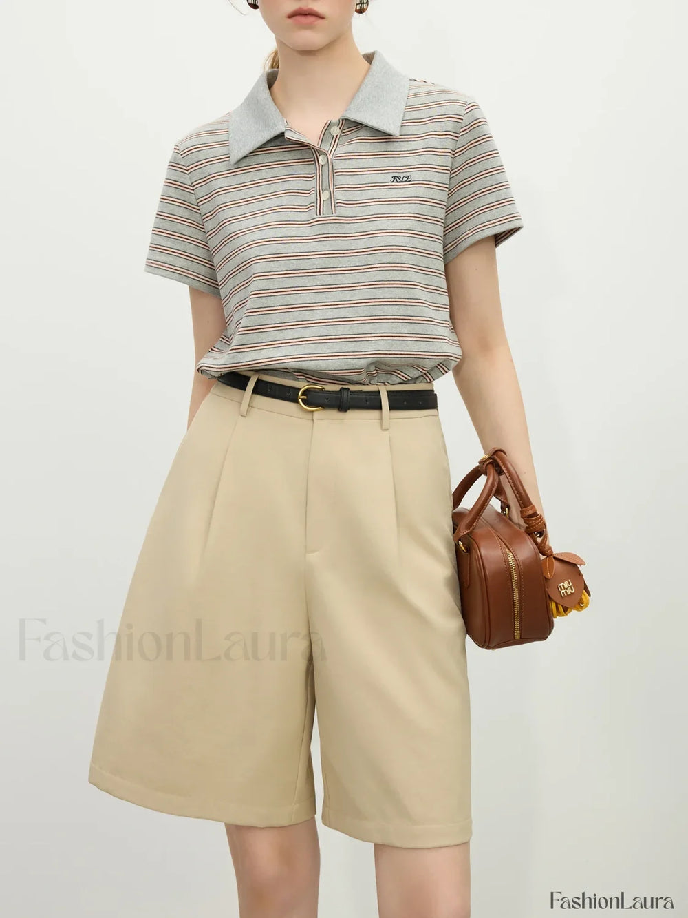 Retro Polo Collar Knitted Elegant T Shirt