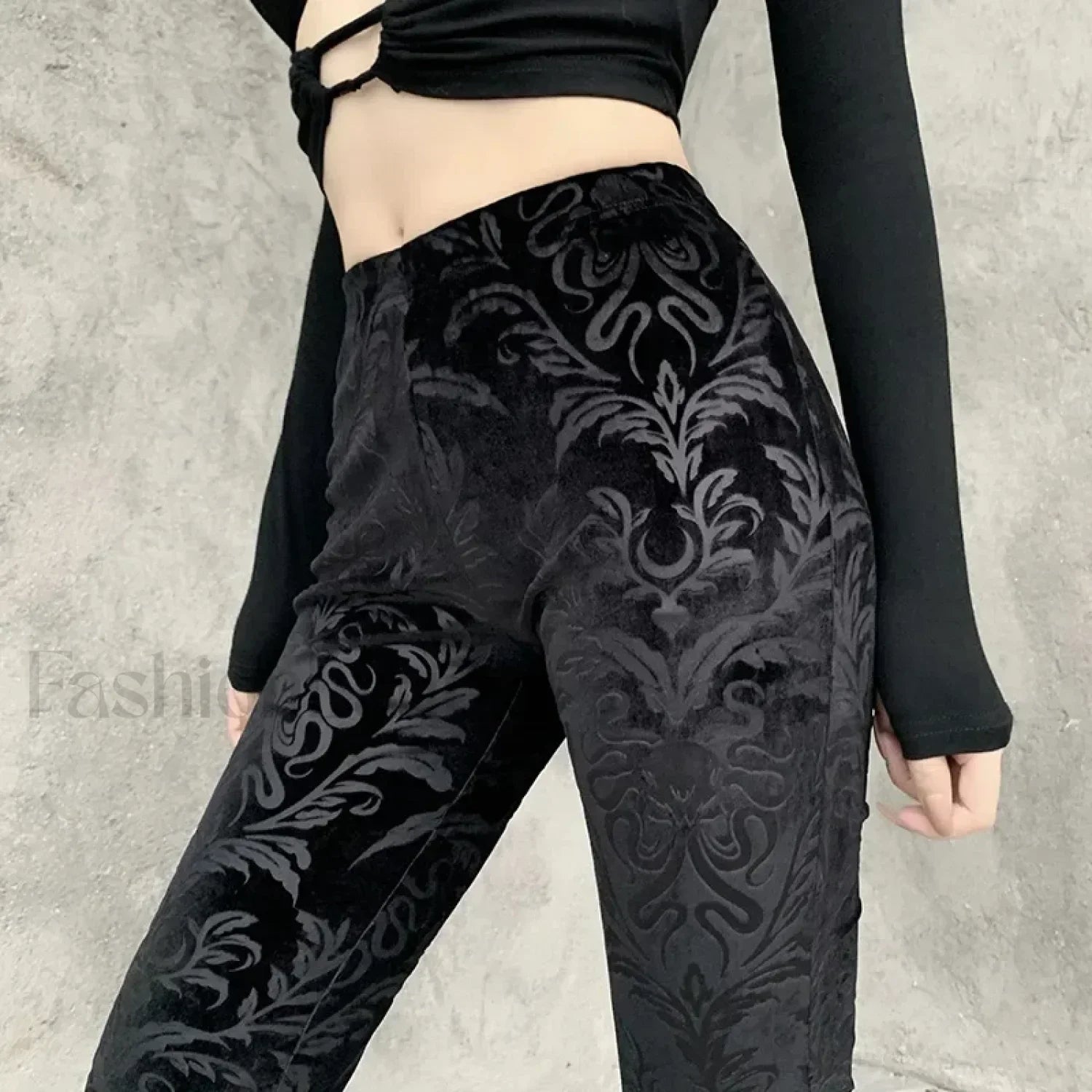 Retro Print Black Pants for Halloween Celebrations Main image