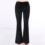 Retro Print Black Pants for Halloween Celebrations Black / S