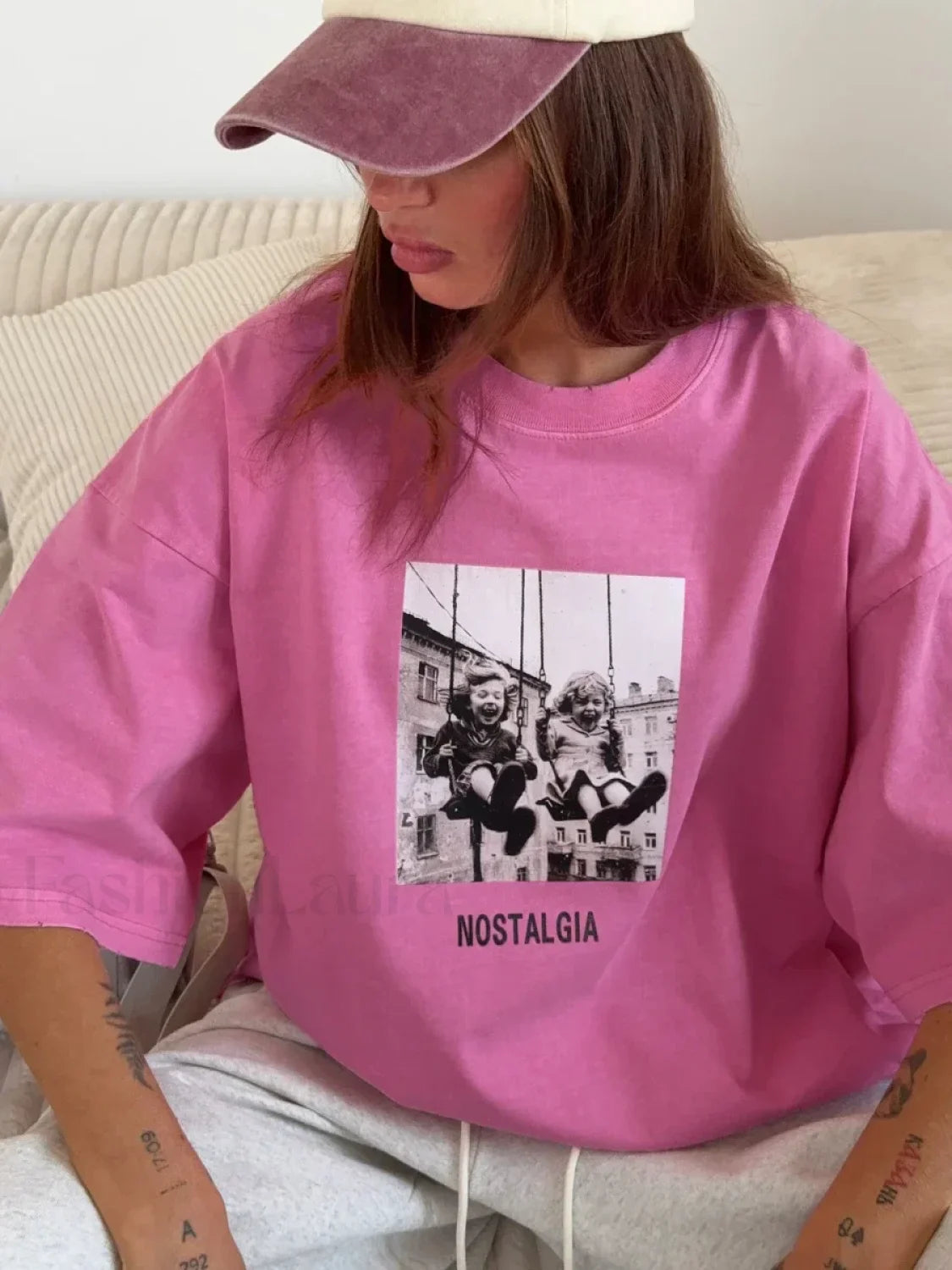Retro Printed 100% Cotton Loose T-Shirt Secondary image