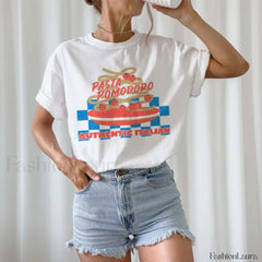 Retro Tomato Pasta Lover Vintage Foodie T Shirt WHITE / S