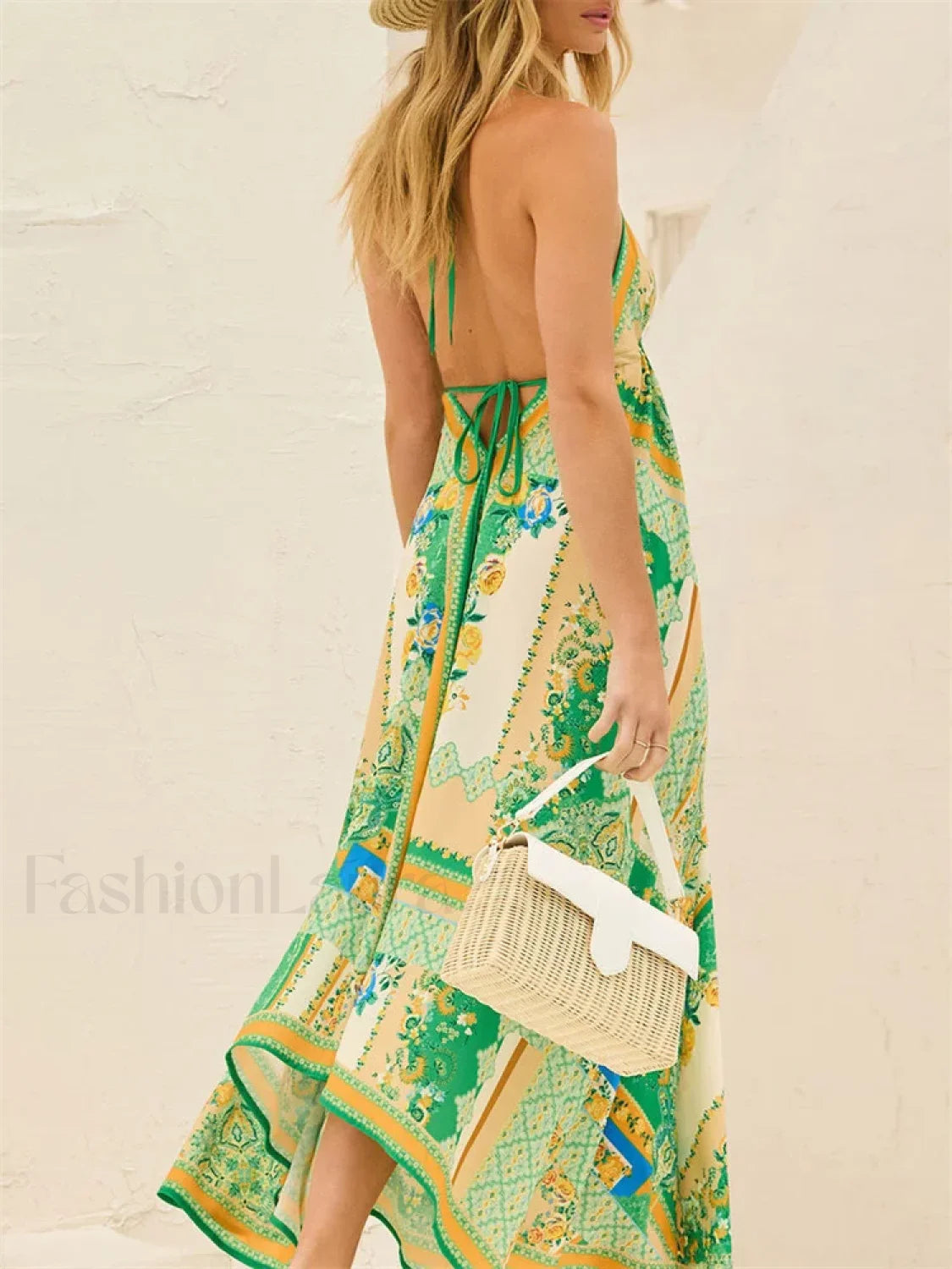 Retro V Neck Maxi Floral Dress