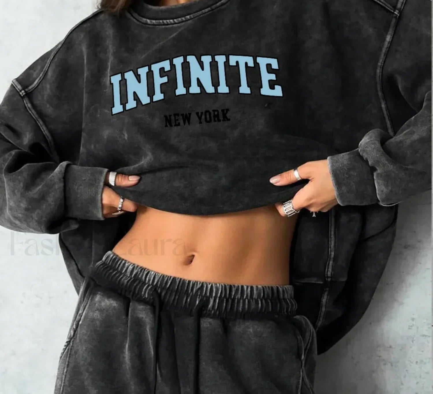 Retro Washed Cotton Long Sleeve Oversized T Shirt Black1 / M Main image