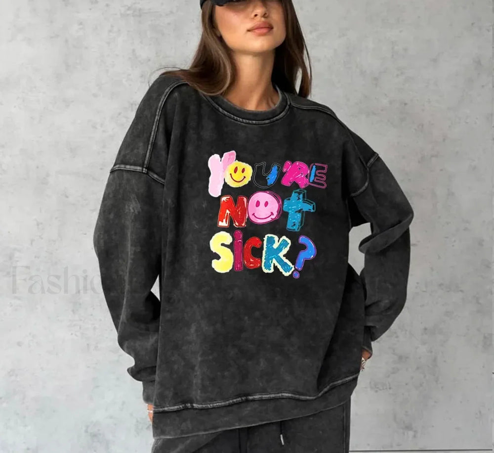 Retro Washed Cotton Long Sleeve Oversized T Shirt Black3 / M