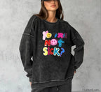 Retro Washed Cotton Long Sleeve Oversized T Shirt Black3 / M