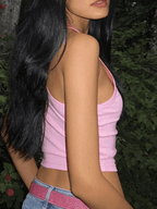 Rhinestone Letter Cropped Tank Top Tops&Tees