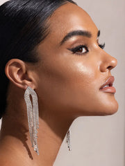 Rhinestone Tassel Earrings Earrings