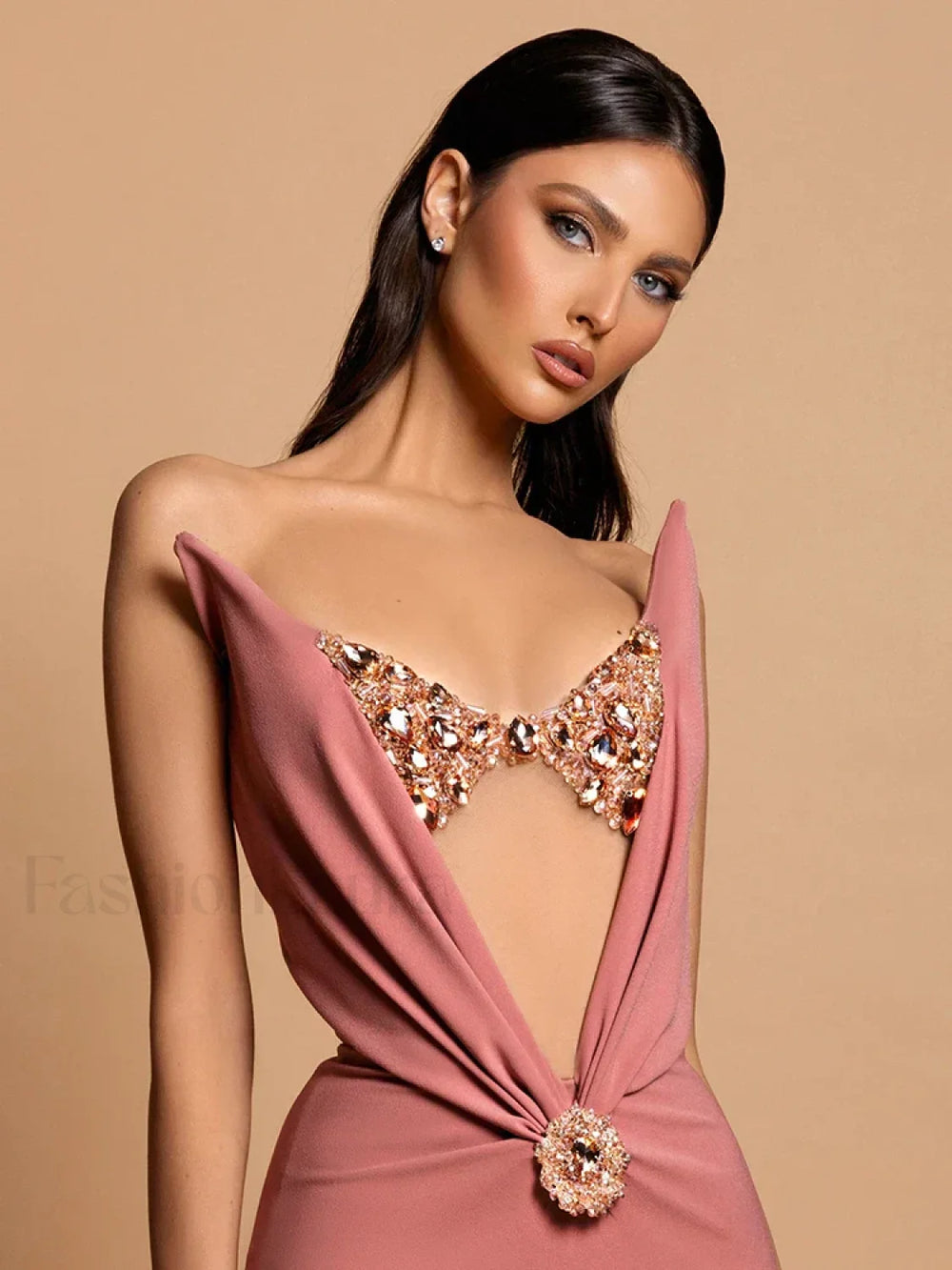 Rhinestone Velvet Mermaid Maxi Dress