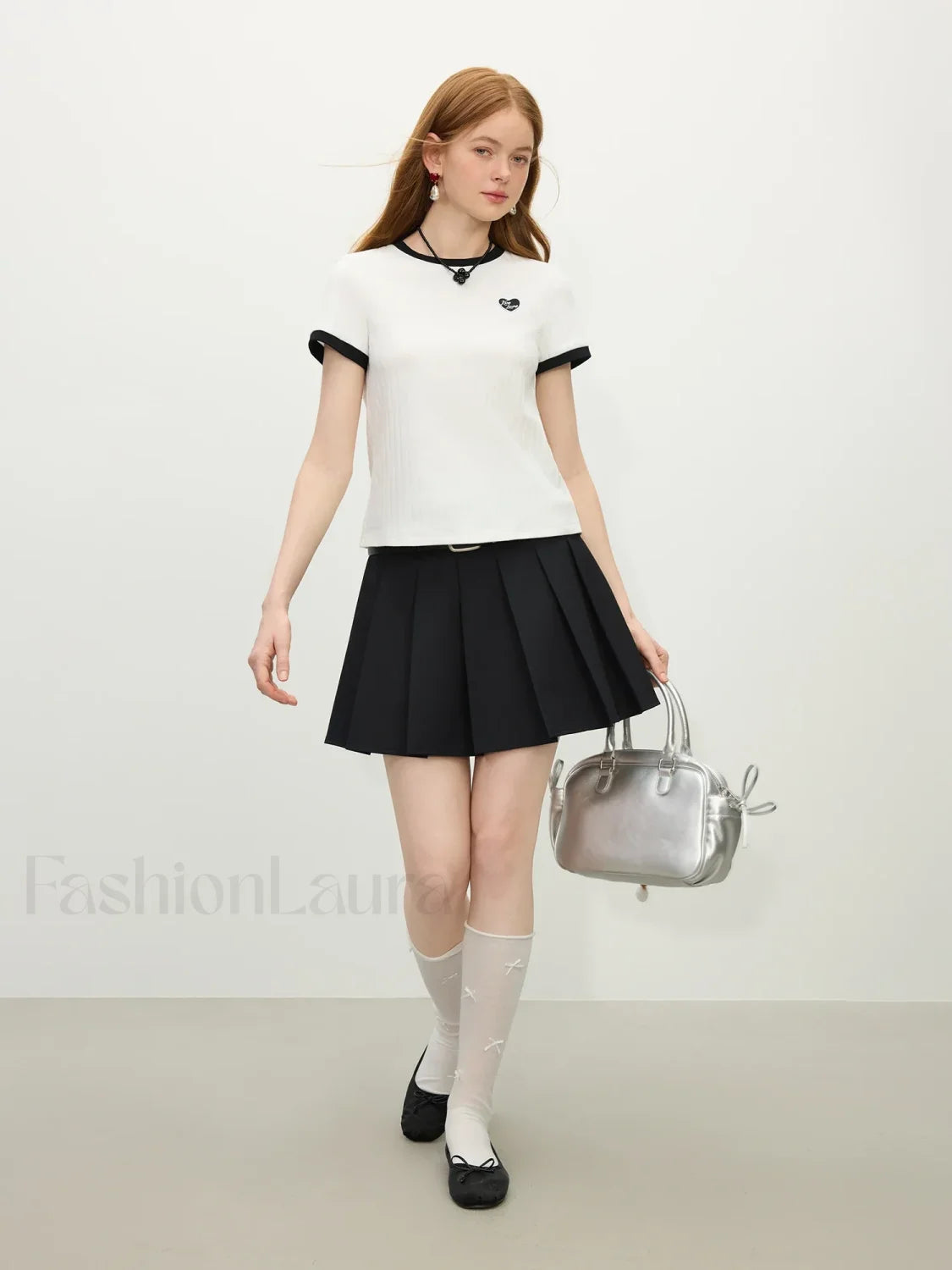 Ribbed Color Blocking Crewneck T-Shirt Secondary image