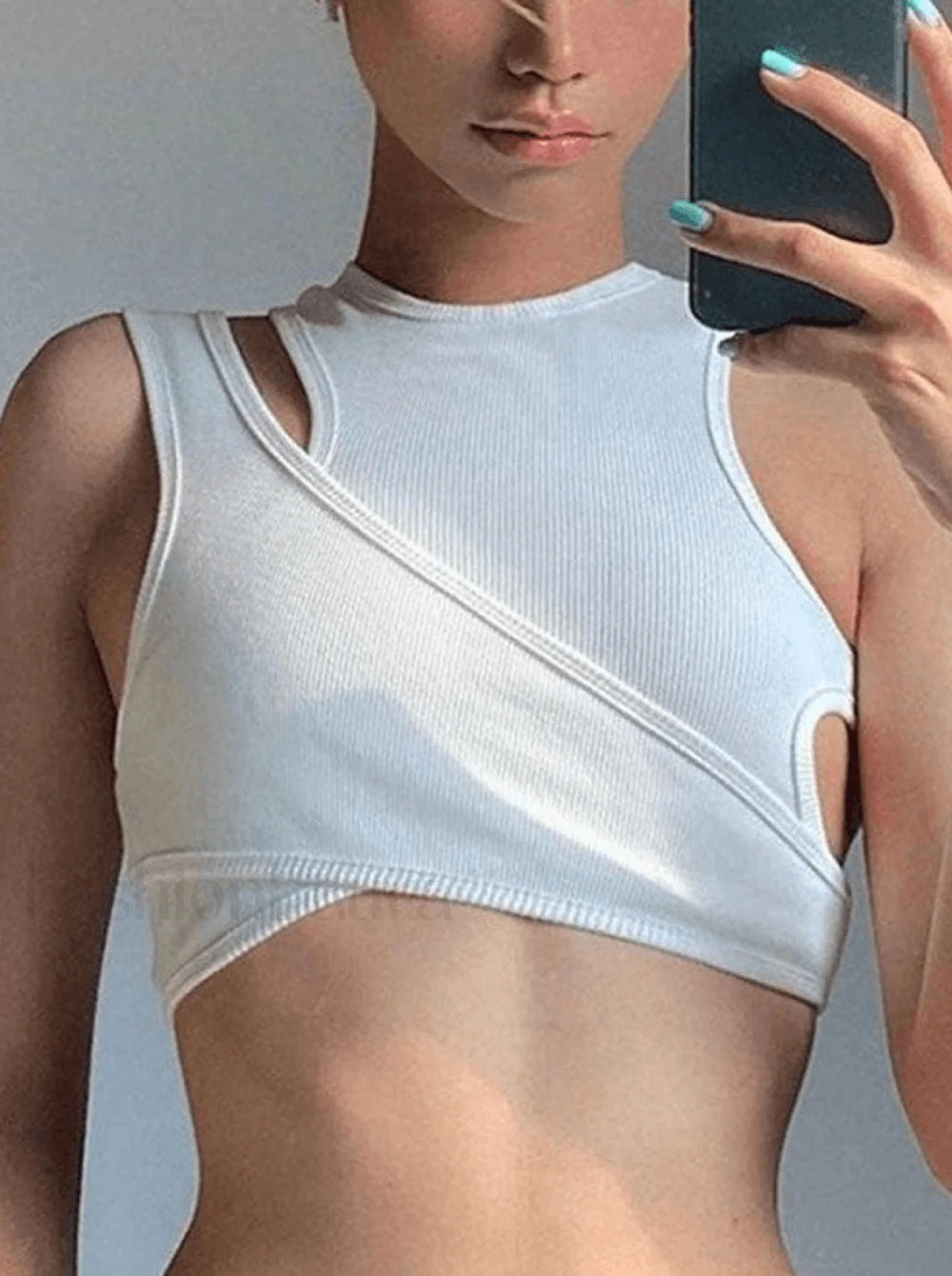 Ribbed Crop Tank Top Set White / S Tops&Tees