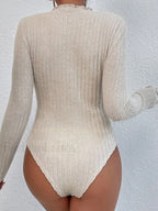 Ribbed Lettuce Trim Slim Bodysuit Bodysuits