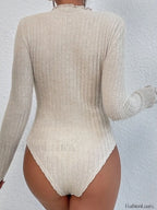 Ribbed Lettuce Trim Slim Bodysuit Bodysuits