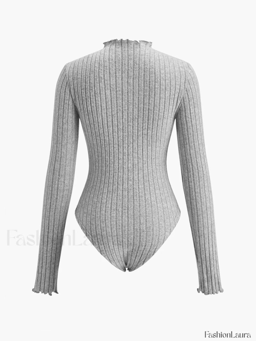 Ribbed Lettuce Trim Slim Bodysuit Bodysuits