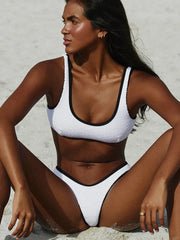 Ribbed Solid Color Bikini Set
