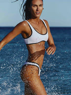 Ribbed Solid Color Bikini Set BLACK1 / S
