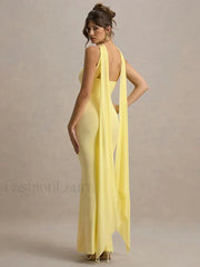 Ribbon Strapless Pleated Maxi Dress